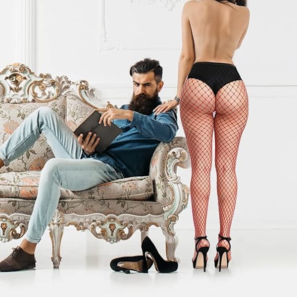 Par Färgglada Fisknätsstrumpor Leggings Hög Midja Tights