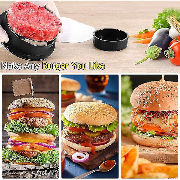 Burgerpress, 3 i 1 hamburgerpress, non-stick burgerform kit  gåva