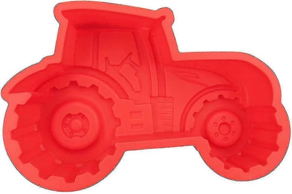Traktor Silikone Kageform Non-Stick BPA-fri Bageform til Børnefødselsdage Rød
