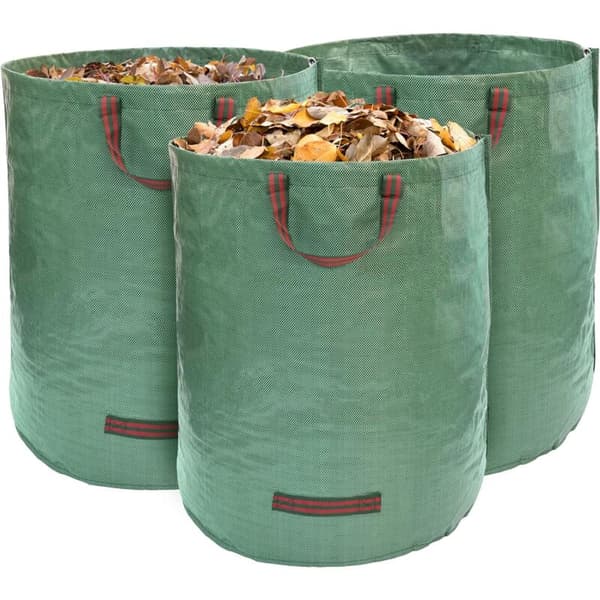3-pack 272L Trädgårdsavfallspåsar - Kraftiga Återanvändbara Gröna Gårdavfallspåsar