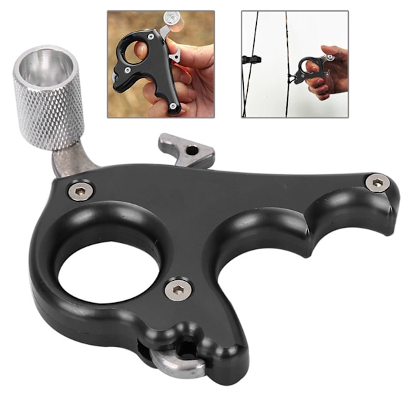 Bue Skyting Release Aid 3-Fingergrep Tommel Trigger for Compound Bue Tilbehør (Svart)