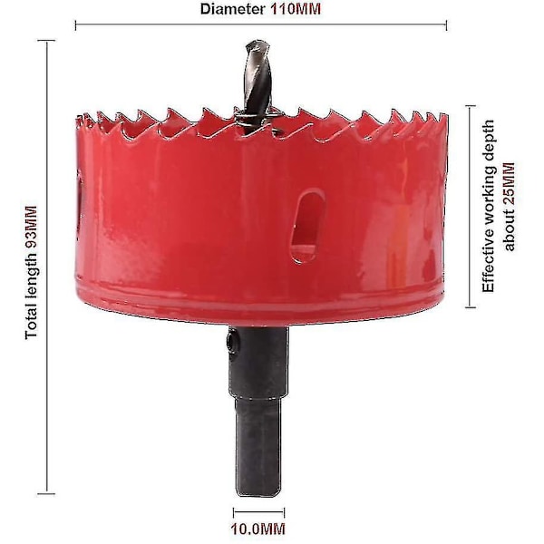 Rei'itetty poranterä puulle, alumiinille, raudalle, arkille, putkelle ja muoville, 110 mm