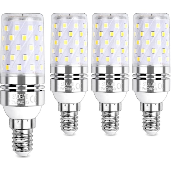 Led Majslampa 12w, 100w Ekvivalent Glödlampor, E14, 6000k Kallt Vitt, 1200lm, 4-Pack