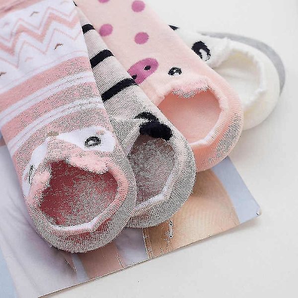 Bomull Bekväma Dammode 3d Cartoon Animal Print Ankelstrumpor