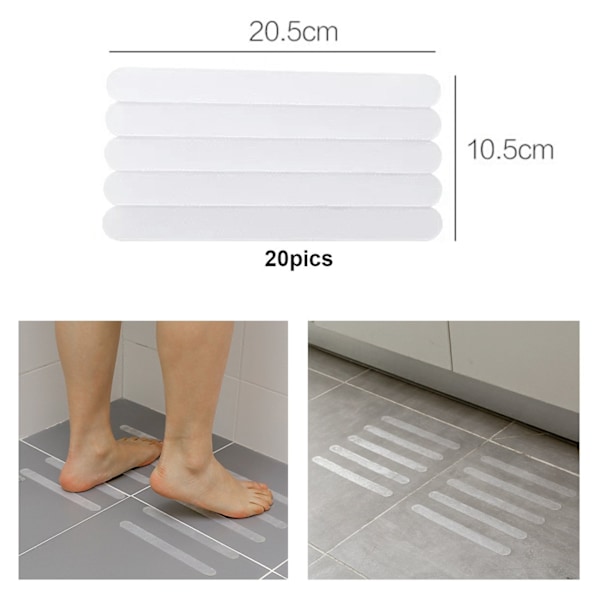 Anti-slip Strips, Safety Shower Treads Stickers - 24 Pcs, Bathtub Non Adhesive Grip Appliques for Baby,Senior (Clear)8 x 0.8In