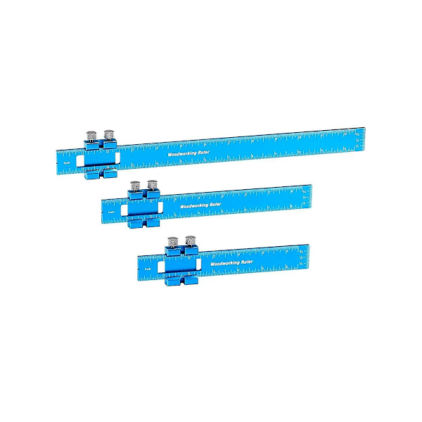 Aluminium Træbearbejdningslinjaler Med Glide Stop, 3 Stk Linealsæt Inkluderer 6, 8 Og 12 Tommer Præcision Po