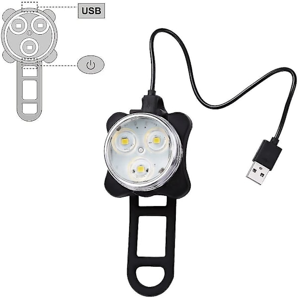 USB-oppladbar sykkellyssett, superlys foran og bak LED-sykkellys