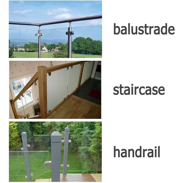Ineasicer 8 stk. glasklemmer 6-8 mm glasholder 304 rustfrit stål glasklips justerbart glasbeslag til balustrade trappe gelænder