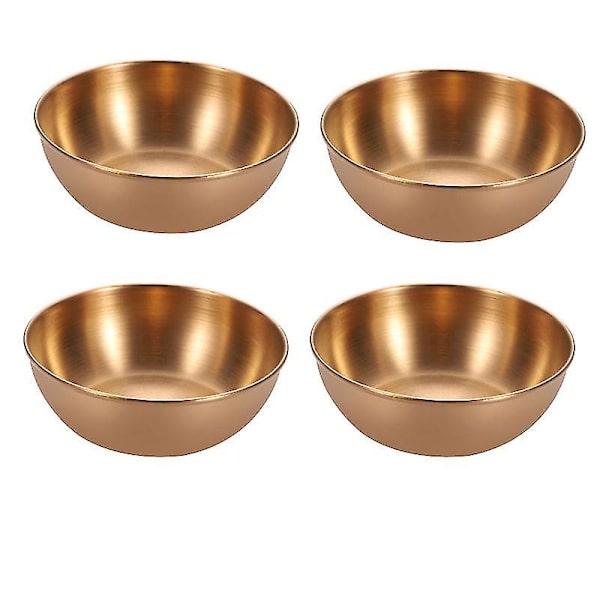 4 stk. rustfrit stål dyppeskåle, mini krydderiskåle, forretter tallerkener rose guld