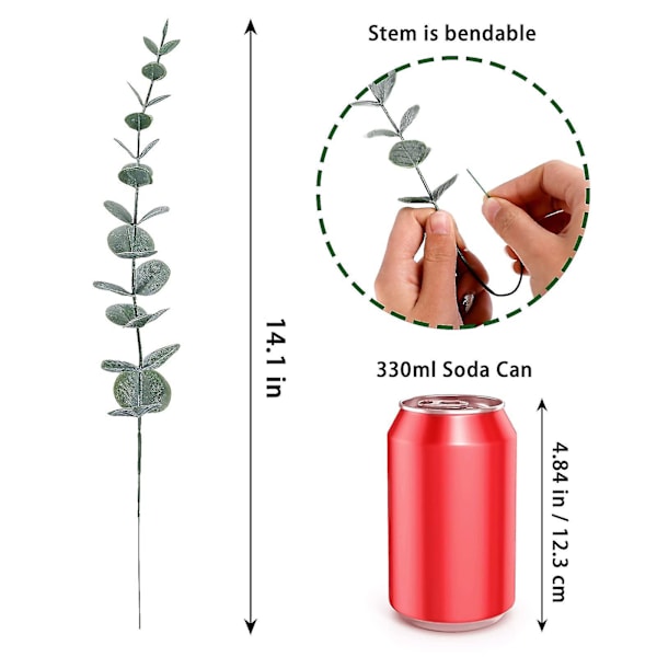 24 kpl Eukalyptusvarsia Dekoratiivisia Teko-Eukalyptuslehtiä Tekokasvien Oksia Hääjuhliin