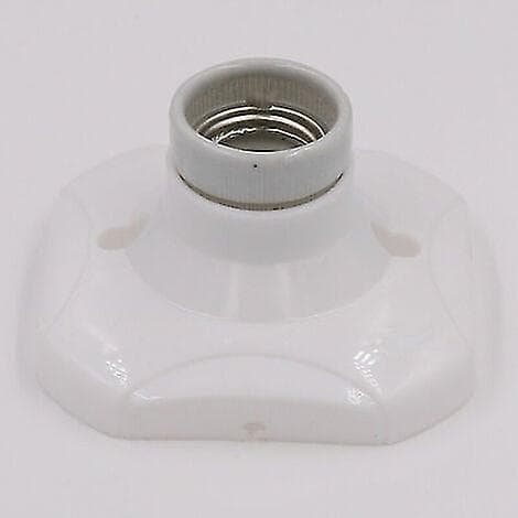 E27 LED-pæresokkel, keramisk E27-sokkel og plastikbase, hvid E27-sokkel med ring til indgangs-/loft-/altanbelysning