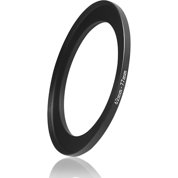 Step-Up Lens Adapter Ring for Filters, Made of CNC Machined Metal with Matte Black Electroplated Finish (62mm  77mm)