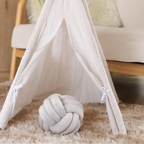Vaaleanharmaa tyyny Heittotyyny, Luksuspehmeä Plus-tyynynpäällinen sohvalle, sohvalle, sängylle, olohuoneeseen, pallon halkaisija 22 cm