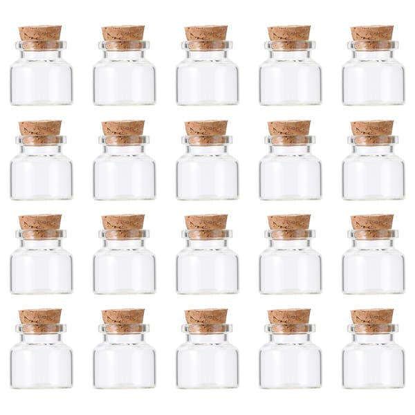 20 st korkglasflaskor transparenta önskeflaskor minilagringsflaska te-subpackningsflaskor blomma te-flaska för hemfest (30x30mm 10ml)