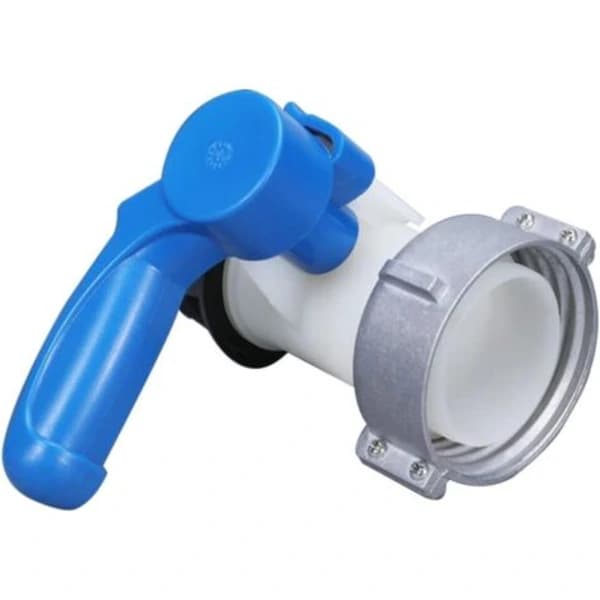 IBC Tankventiladapter DN40 62 mm Polyeten Flödeskontrollkran för Regnvattentankar Reservoarer Vit Blå