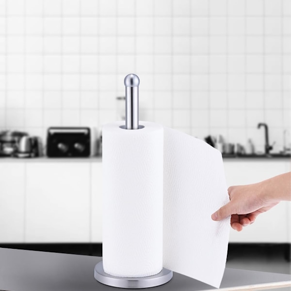Stående pappershanddukshållare i rostfritt stål för köksbänk, modern design, enkel enhandsrivning, kökspappershållare med tung bas