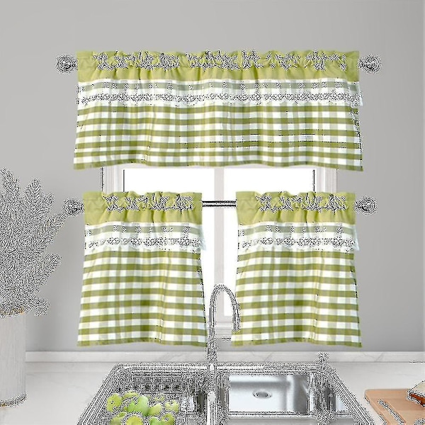 Kitchen Curtains Decor Window Curtain Luxury Cafe Valance Topper Drapes 74cmx61cmyellow Green