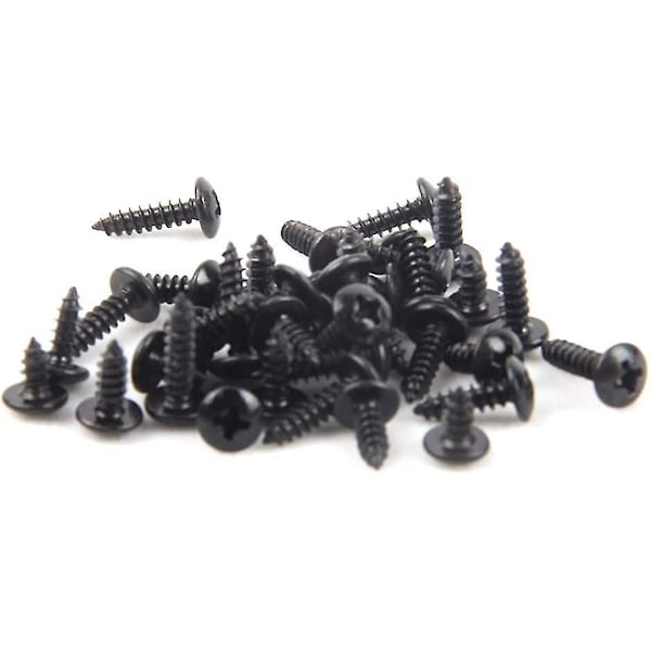 Krydshoved Træskruer - Rundt Hoved Svampehoved Fasteners Kulstofstål Selvborende Skruer (100stk, Sort)