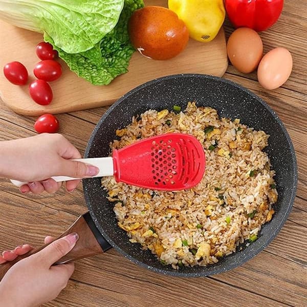 B Multifunctional Cooking Spoon Kitchen Utensil Skimmer Colander Strainer Grater Black Red