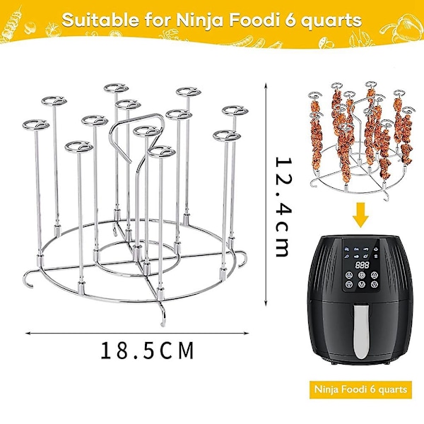 Spiddstativ, luftfrityrtilbehør grill for hjemmekjøkken for Ninja Foodi 6 Quart dehydratorstativ