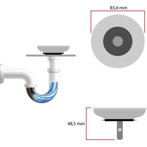Diskho Sil Korg 80mm - Universal Rostfri Sil, Pop-Up Korgplugg, 32mm Stift