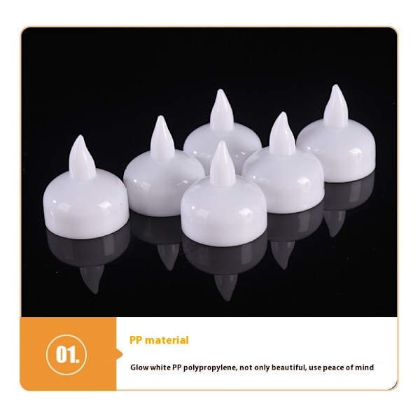 12-pack Vattentäta gula flamlösa flytande värmeljus vars bottnar alla är åtdragna före användning (4 * 3,8 cm)