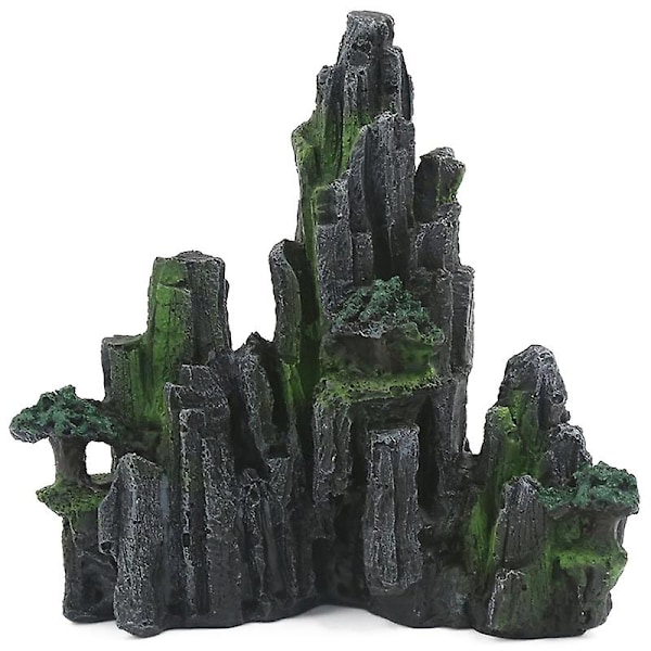 Akvarium Ornament Resin Rockery Konstgjord Kulle Resin Mountain View Rock Dekoration Ornament Fisk T