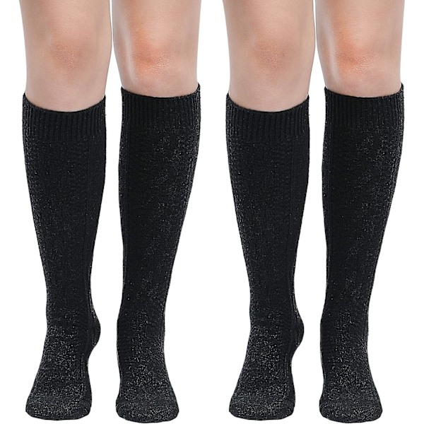 2 Pairs Women's Boot Socks - Warm Long Thick Wool Blend Socks, Size 4-8