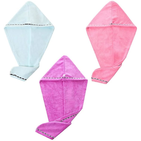 3 st mikrofiberhårhanddukar för hårtorkning, handduk för hårinpackning, hårturbaner för kvinnor
