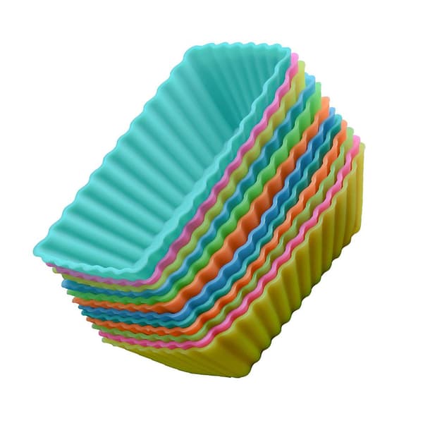 24 st silikonformar för muffins i rektangulär design (slumpmässig färg)