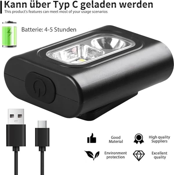 LED-klipslys for løping 500 lumen oppladbart USB-C magnetisk sikkerhetslys med 6 moduser vanntett for løpere camping turgåing svart