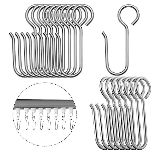 120 st Metallgardiner Spårkrokar S-formade Små Gardinkrokar Stål Draperi Tråd Krokar För Tak C
