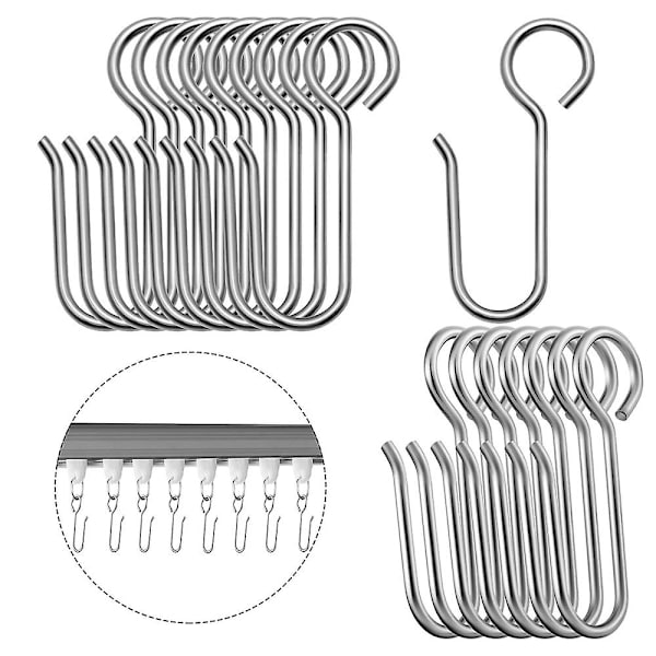 120 stk. metalgardin skinne kroge S-formede små gardinkroge stål gardin wire kroge til loft C