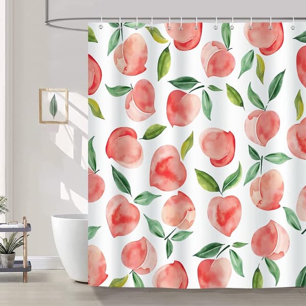 Badeforhæng, Vandtæt Skimmelresistent Polyester, Maskinvaskbart Ferskenprint, Til Badeværelse Eller Badekar, 72 x 72 Tommer
