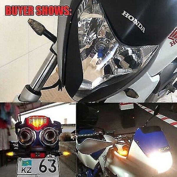 4 stk/sett Universal Motorsykkel Led Blinklys Lang Kort Signal Blinklys Gult Tilbehør