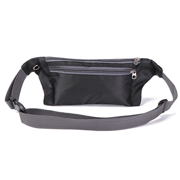 Löpväska för Kvinnor och Män Vattentät Multi-Fickor Midjeväska Casual Bum Bag Canvas Bältesväskor black Canvas