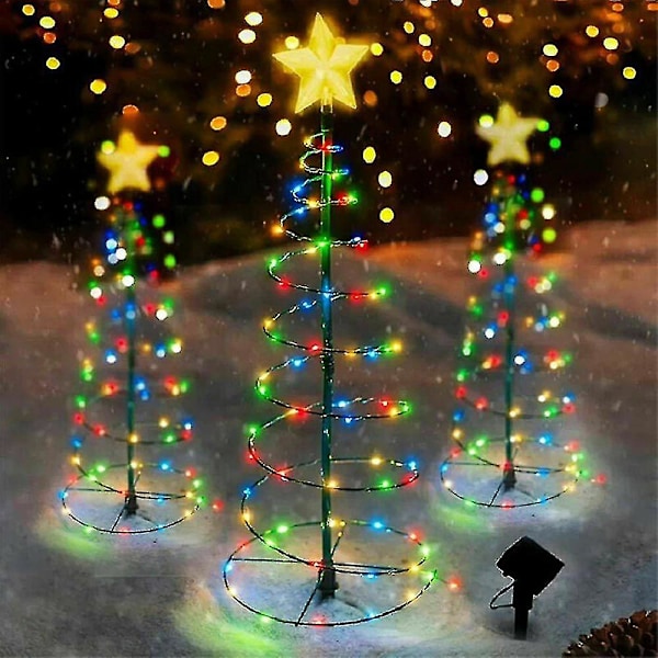 Led Spiral Christmas Tree Light Lamp Solar Powered Yard Garden Xmas Decor