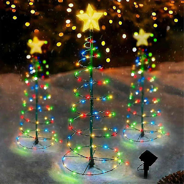 Led Spiral Julgran Ljus Lampa Solcells Drivna Gård Trädgård Jul Dekor