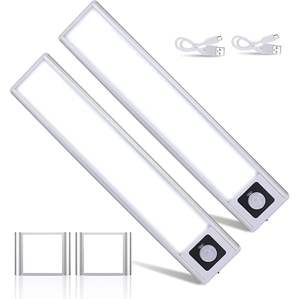 2 stk. skaplampe 31 LED. Trådløs LED-stripe. USB-oppladbar induksjonsnattlys