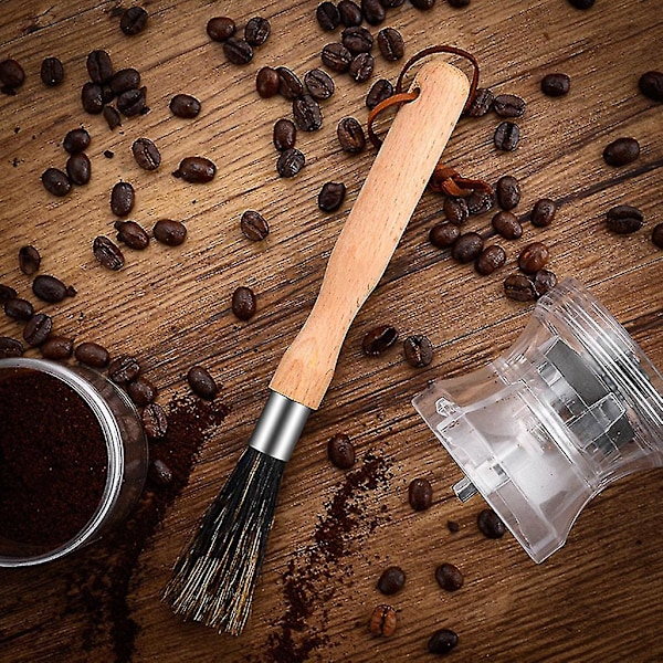 Kaffe børste trehåndtak naturlig bust kaffe kvern rengjøring kaffe børste-YNP