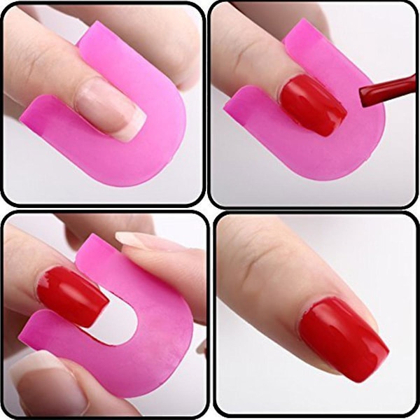 26 st plast nagellacksskydd fingernagelschabloner set, rosröd