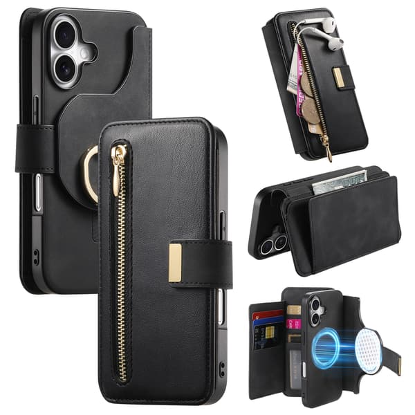 iPhone 16 Pro Max Lommeboketui med Avtakbart Magnetisk Deksel