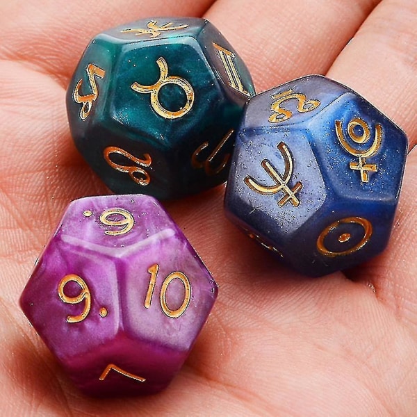 3 kpl 12-sivuista hartsipinsettiä Astrologia Tarot Konstellaatio Ennustaminen Noppaa