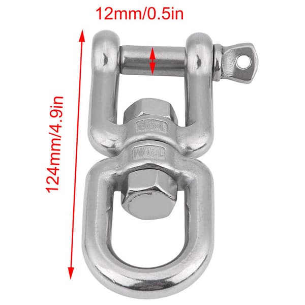 Kraftig 304 rustfritt stål svingbar ring sjakkel (12mm)
