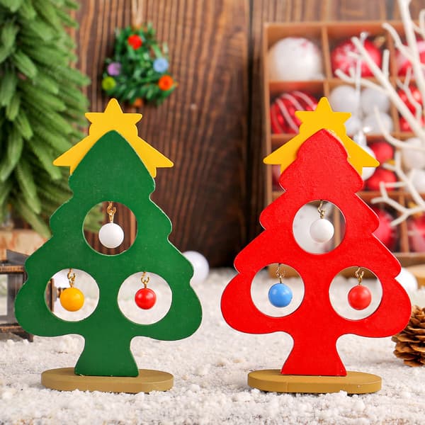 2 st Mini Julgran Dekoration Julgran Leksak med Mini Julpynt för Barnpresent