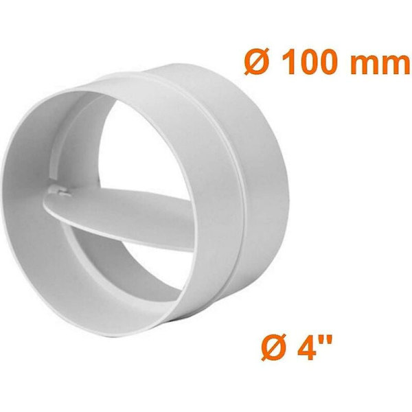 Ø 100mm Anslutning med backventil Rund ventilationsrör Ø 100mm