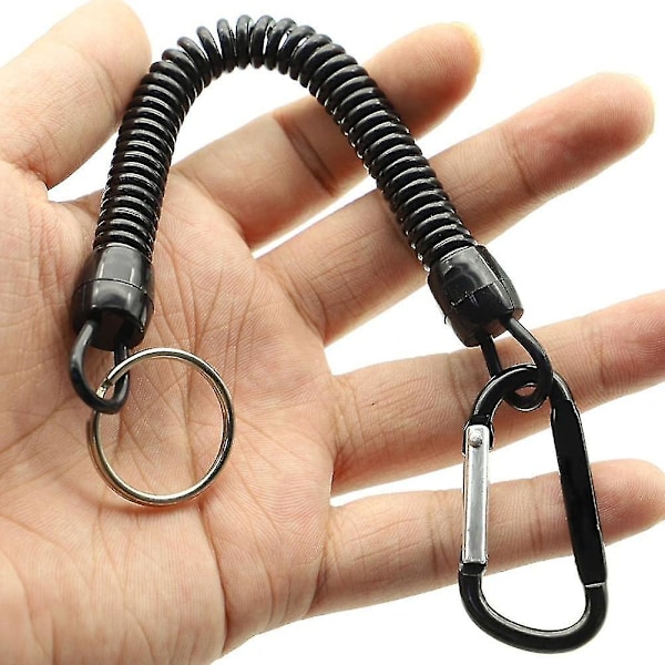 Fiske Lanyard Båt Säker Retractable Coiled Tether Med Karabinhake Spiralfjäder Nyckelkedja För Säkring Tänger Anti-förlorad Stretch Cord Fiske -t