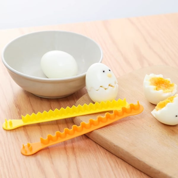 2 stk eggeskjærer, eggekutter, eggekutter for hardkokte egg, søt form for barns Bento-lunsj, tåler oppvaskmaskin