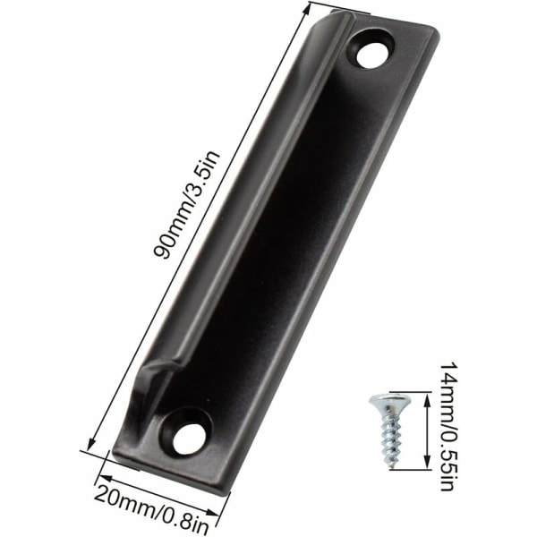Skyvedørsgrep i aluminium, svart, 90 mm, for balkongdører, skyvedører og skuffer
