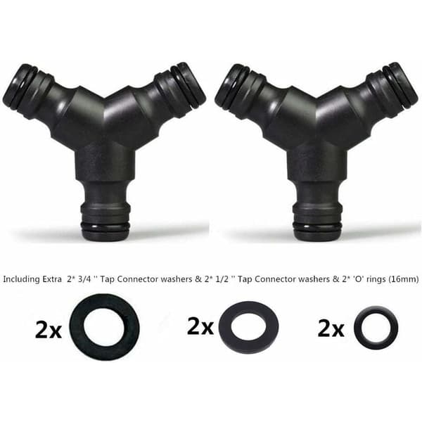 Plast Snap-on Slangdelare (3-vägs) Y Hane Trädgårdsslangskoppling Y-Koppling 2-pack